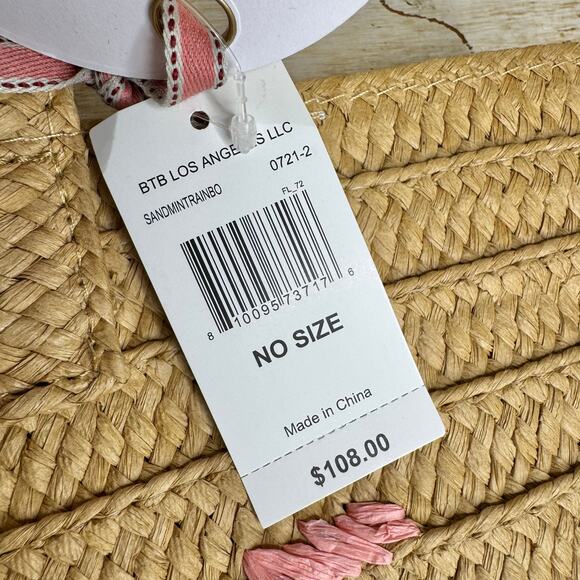 BTB Los Angeles Sunrise Suntan Sunset Embroidered Straw Tote Bag NWT - Picture 9 of 13